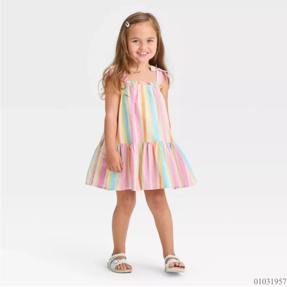 Cat & Jack Toddler Girls' Rainbow Striped Dress